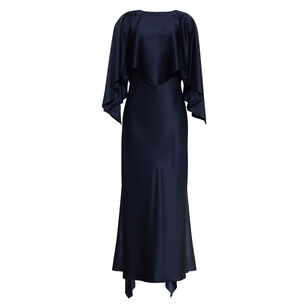 Larys Silk Midi Dress With Detachable Capelet