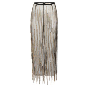 Rhinestone Fringe High Waist Midi Skirt