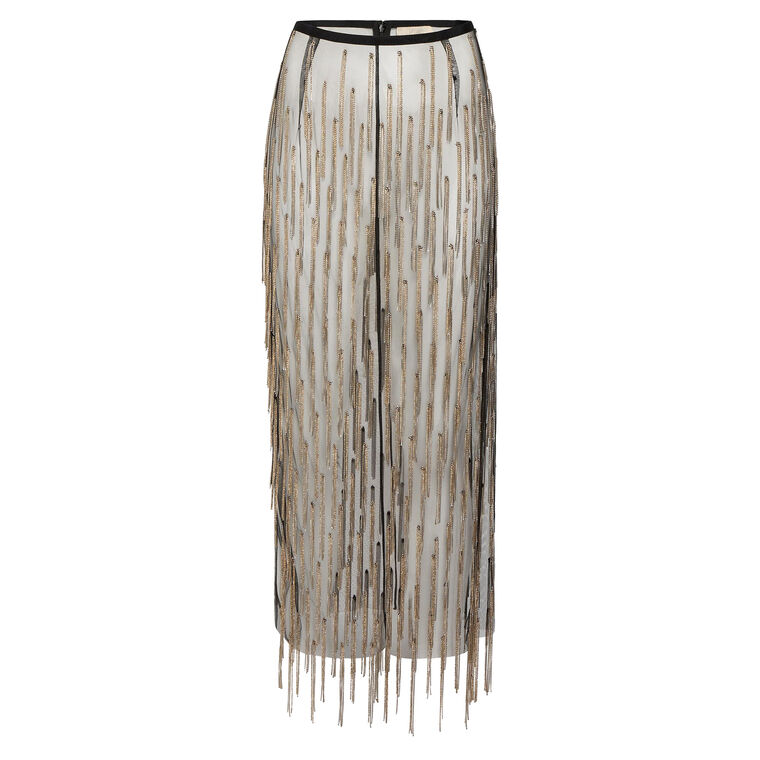 Rhinestone Fringe High Waist Midi Skirt image number null