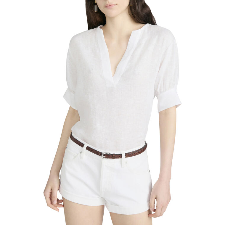 The Linen V-Neck Popover Top image number null