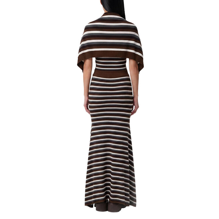 Stripe Cascade Knit Midi Skirt image number null