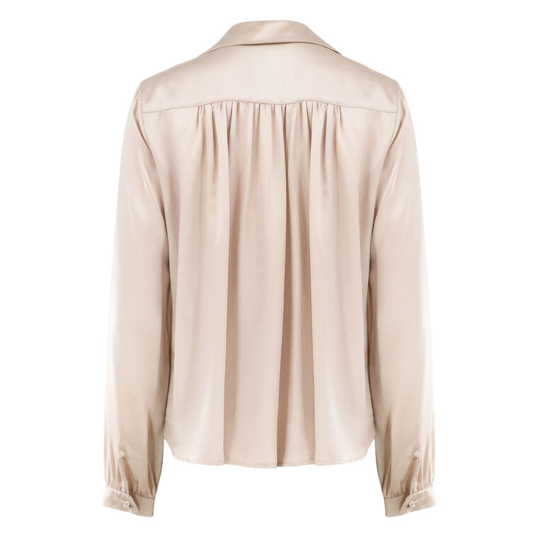 Celine Long Sleeve Silk Ruffle Shirt image number null