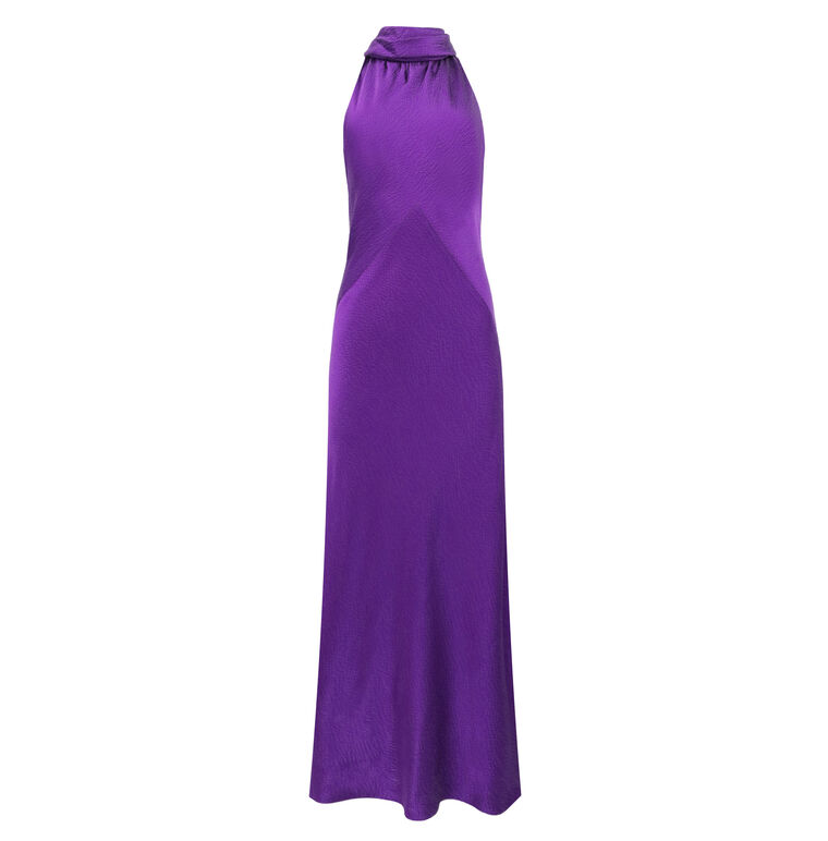 Hammered Satin Halter Neck Gown image number null