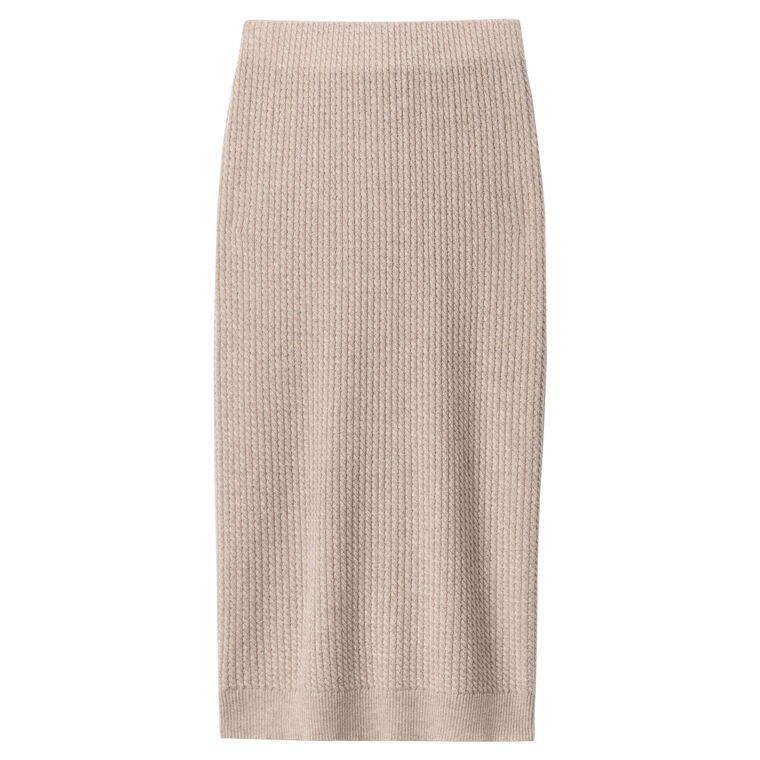 Cabled Pull-On Knit Midi Skirt image number null