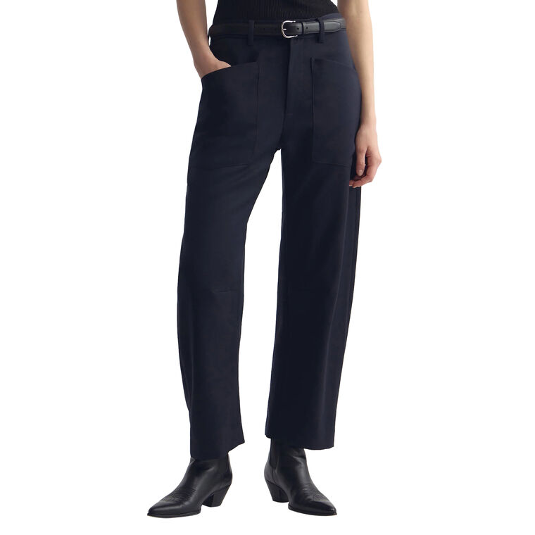 Shon Mid-Rise Wool Barrel-Leg Pant image number null