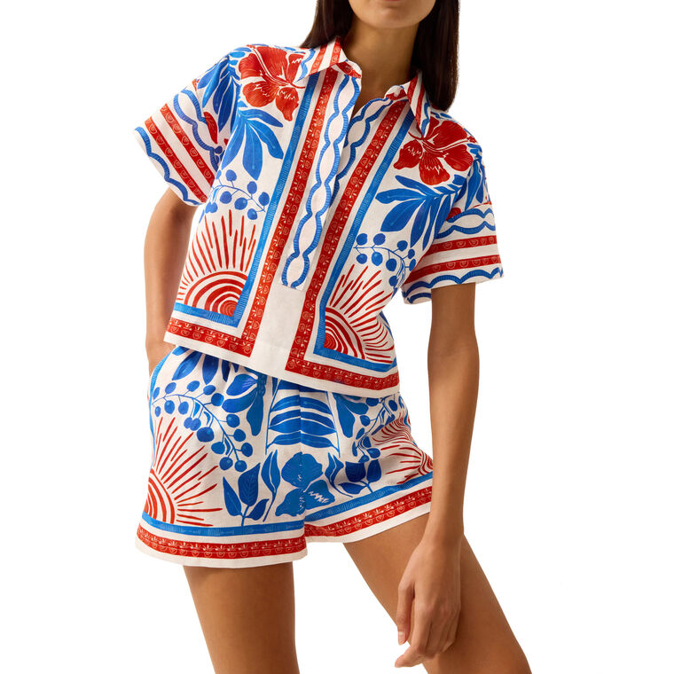 Evelyn Short Sleeve Cropped Cotton Shirt image number null