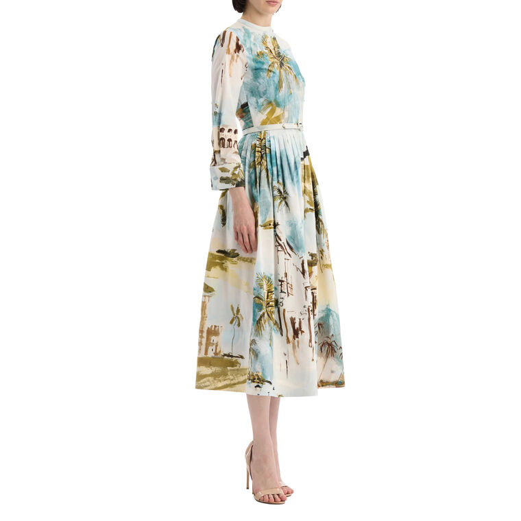 Dominican Landscape Cotton Poplin Dress image number null
