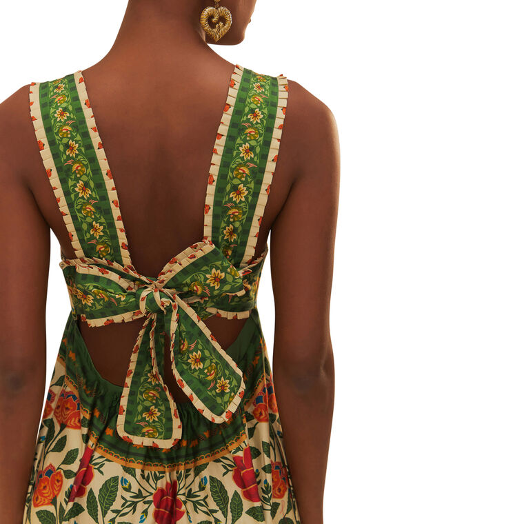Garden Tapestry Back Bow Maxi Dress image number null