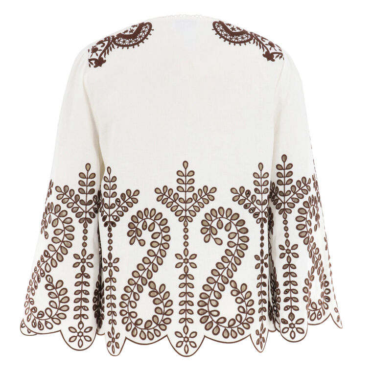 Kora Lantern Sleeve Embroidery Blouse image number null