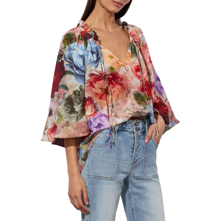 Norah Tie Sleeve Peasant Blouse image number null