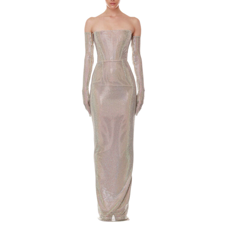 Florentina Gloved Long Sleeve Diamond Gown image number null