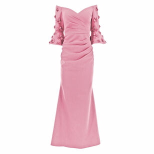 Draped Gown With Sleeve Embellishment