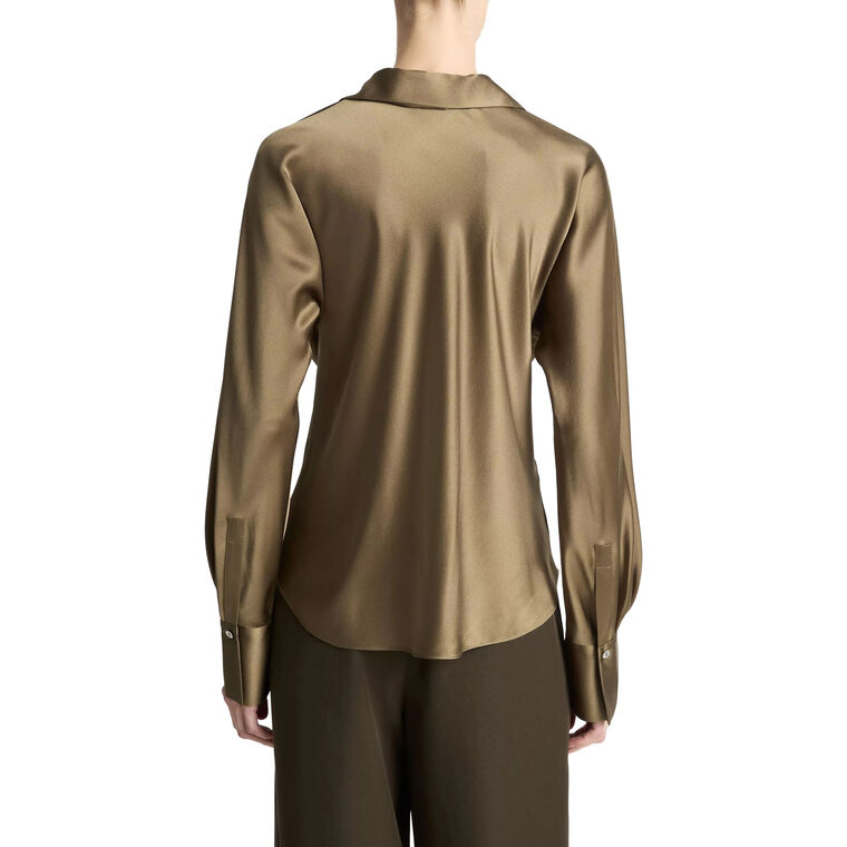 Bias Long Sleeve Silk Blouse image number null