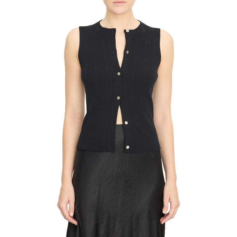 Ribbed Button Up Sweater Shell image number null