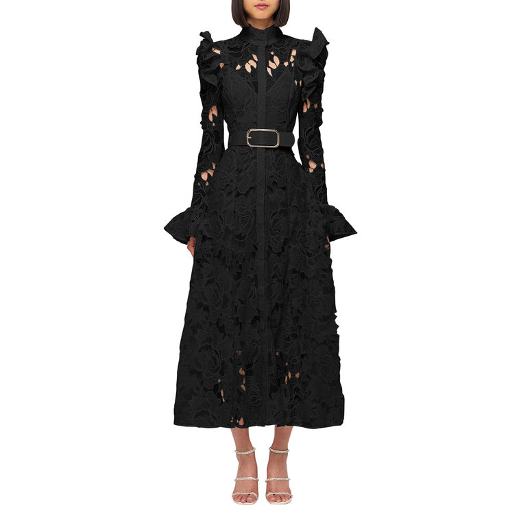 Aliyah Lace Butterfly Sleeve Midi Dress image number null