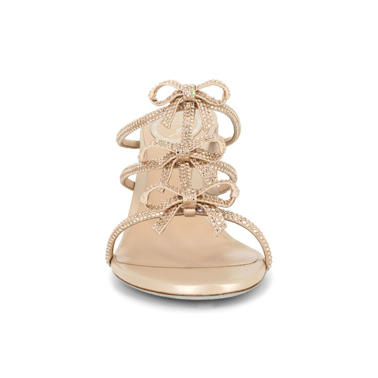 Crystal-Embellished Block Heel Sandal With Bows image number null