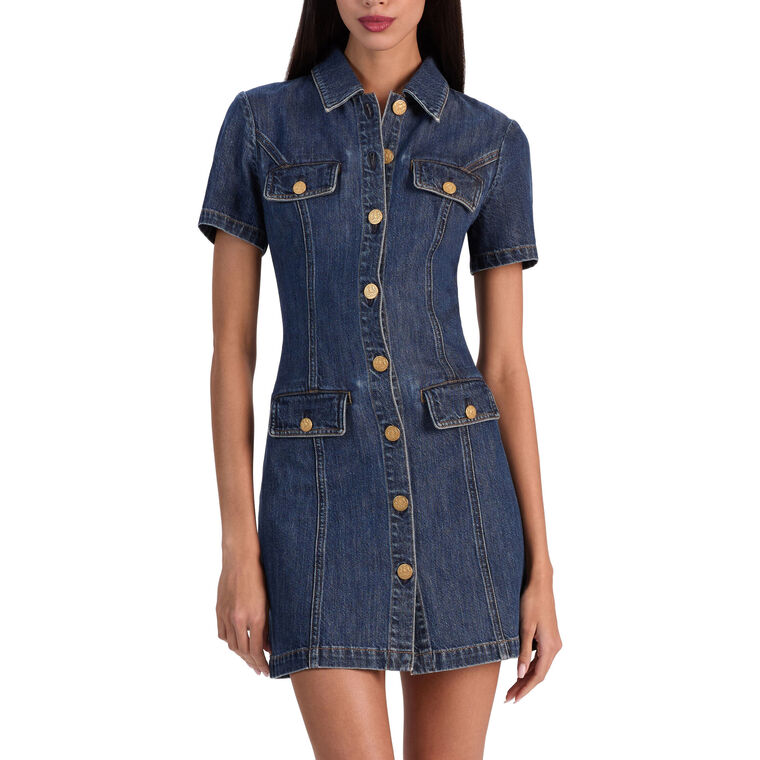 Jamie Short Sleeve Denim Mini Dress image number null