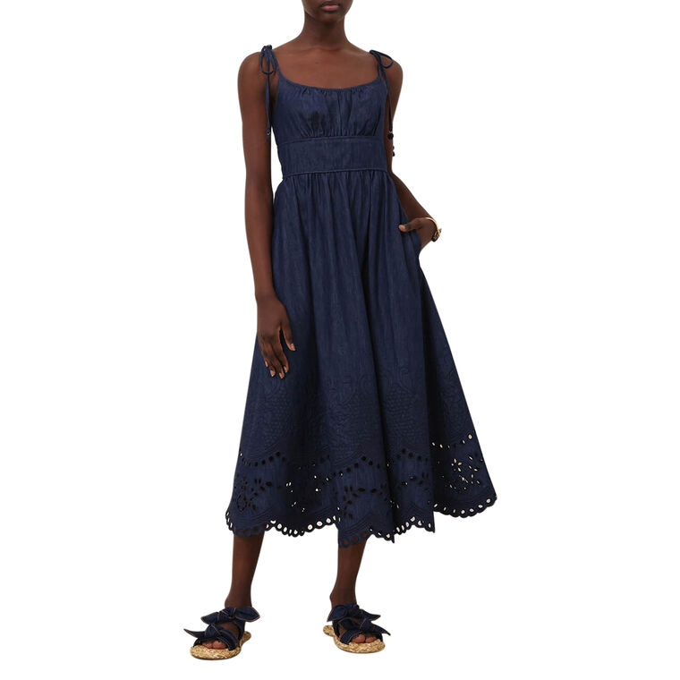Mahon Broderie Denim Midi Dress image number null