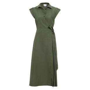 Shivonley Short Sleeve Side-Tie Pleated Midi Dress