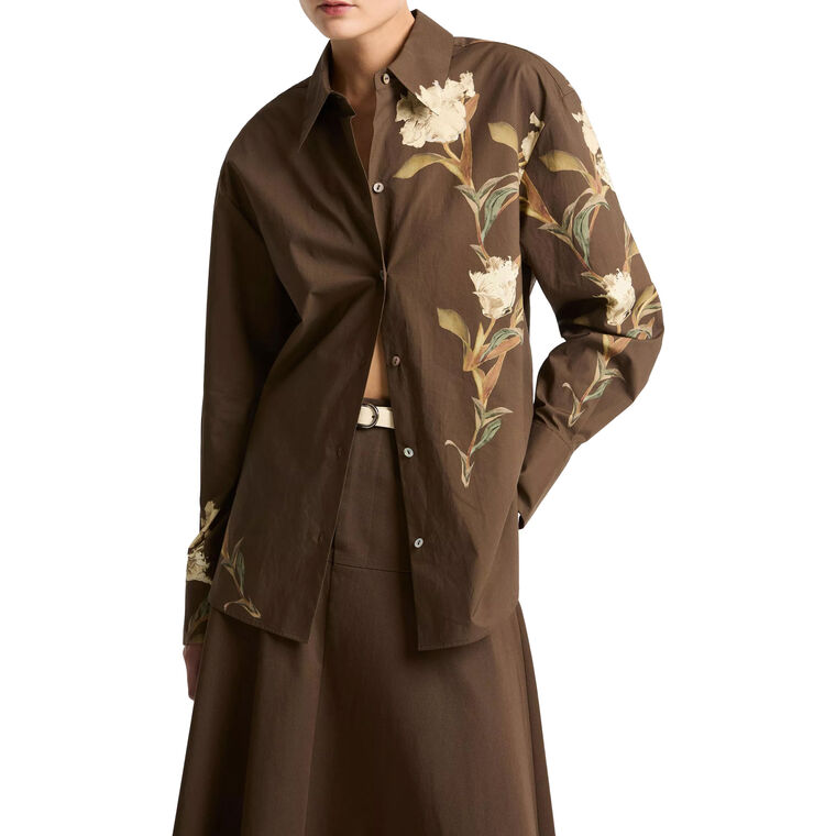 Placed Iris Cotton Button-Front Shirt image number null