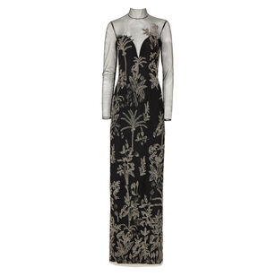 Marcella Tulle High-Neck Gown