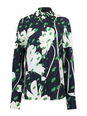 Silk Floral Back-Cowl Shirt 