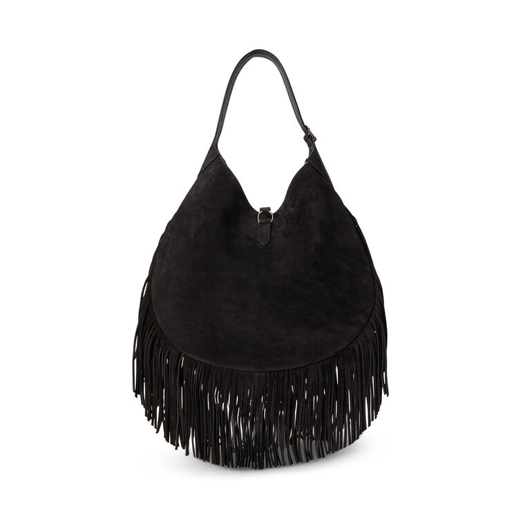 Large Suede Fringe Shoulder Bag image number null
