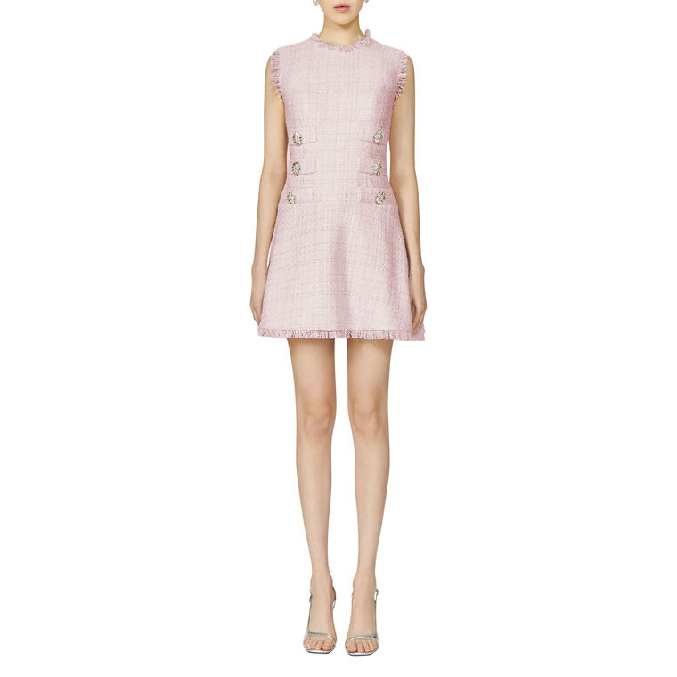 Ville Lurex Tweed Sleeveless Flounce Mini Dress image number null