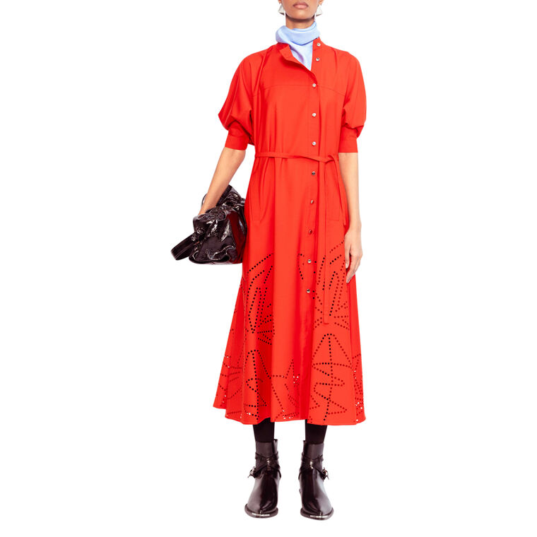 Oro Drift Short Sleeve Belted Cut-Out Detail Midi Dress image number null