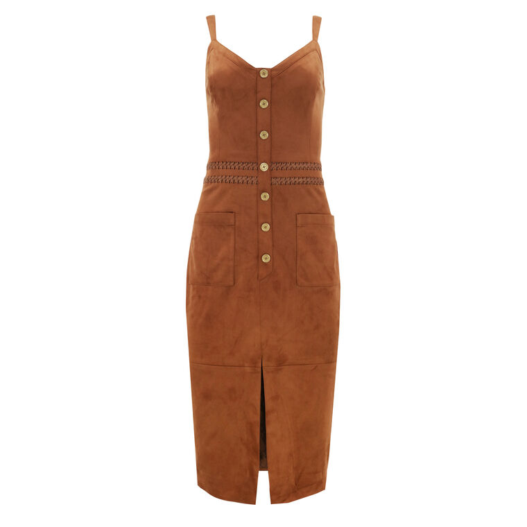 Margery Faux Suede V-Neck Midi Dress image number null
