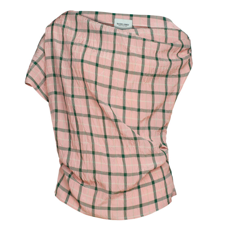 Mata Plaid One-Shoulder Top image number null
