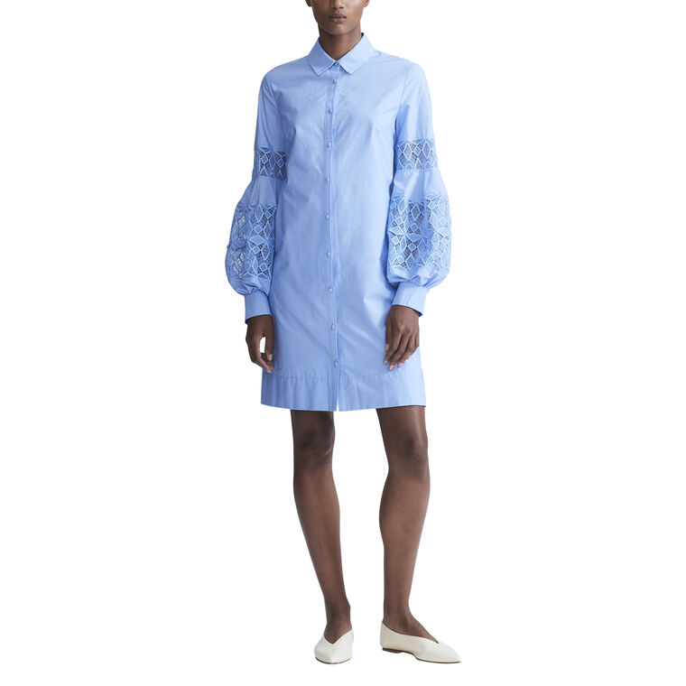 Poplin Lace Inset Full Sleeve Shirt Dress image number null