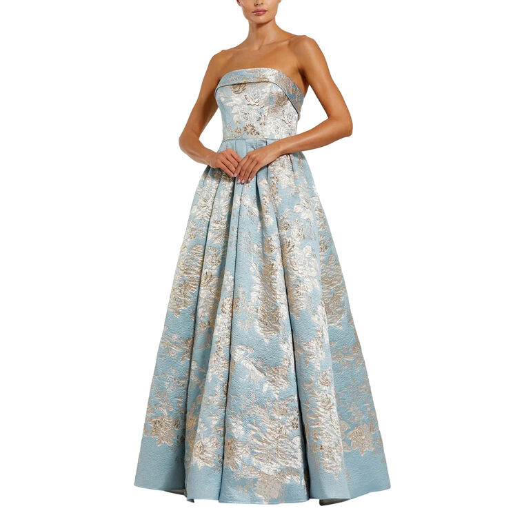 Strapless Brocade Ball Gown With Pockets image number null