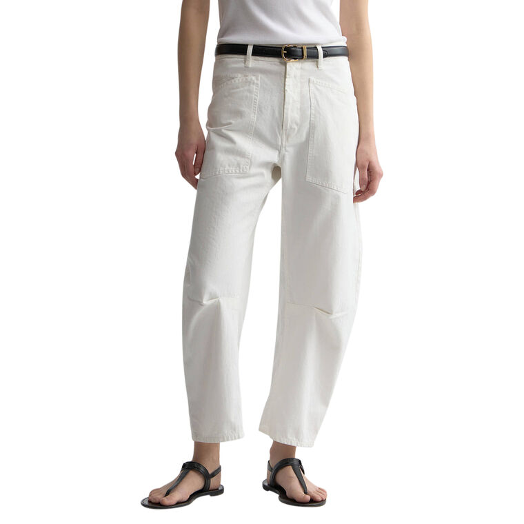 Shon Wide-Leg Herringbone Mid-Rise Barrel Leg Pant image number null