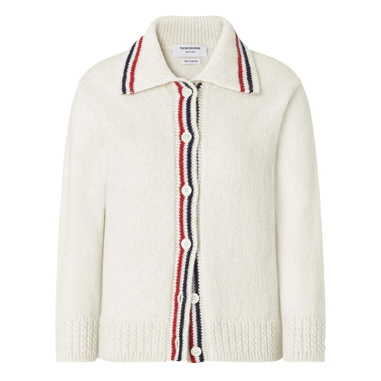 Hector Pointelle Intarsia Polo Cardigan image number null