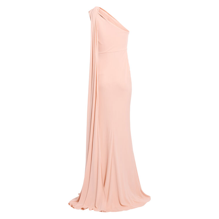 One-Shoulder Ruched Jersey Gown image number null