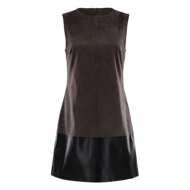 Eve Suede Leather Combo Shift Dress image number null