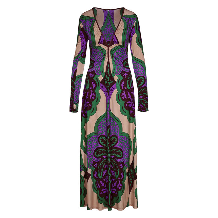 Glazed Illusion Reverisible Long Sleeve Ankle Dress image number null