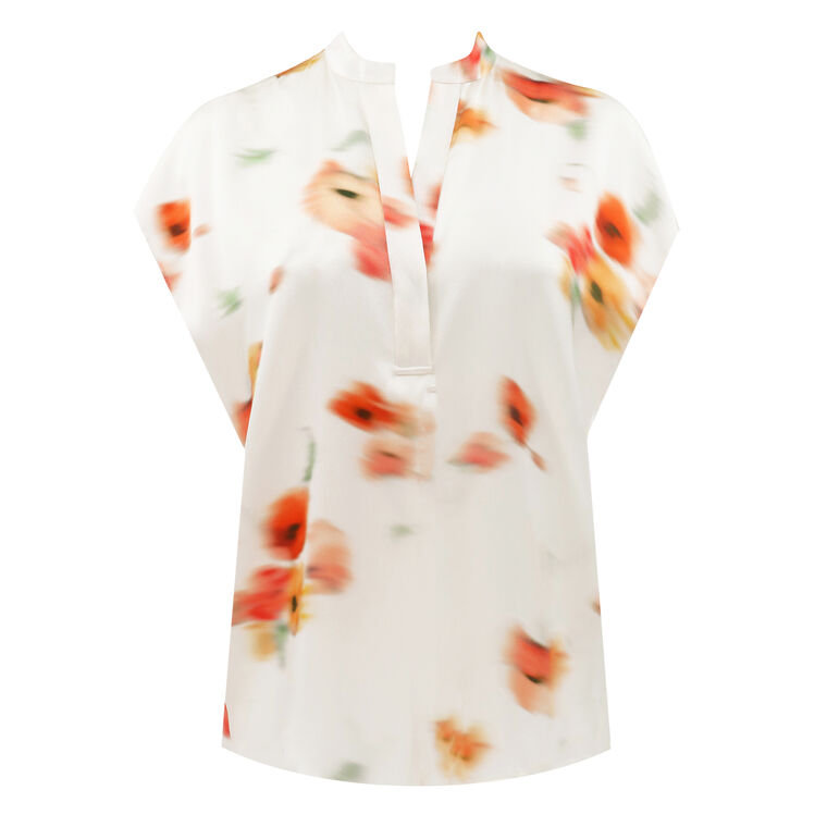 Blurred Poppy Silk Pullover Blouse image number null