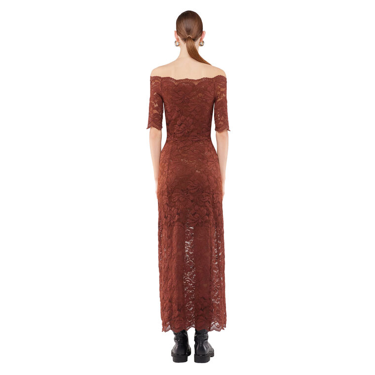 Short Sleeve Lace Midi Dress image number null