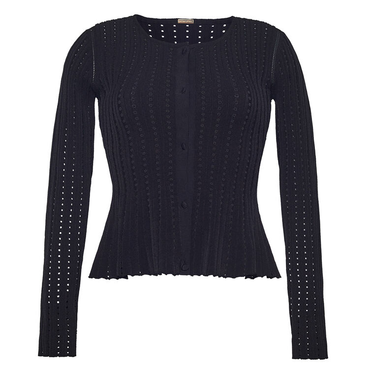 Cardigan With Peplum In Pointelle Knit image number null