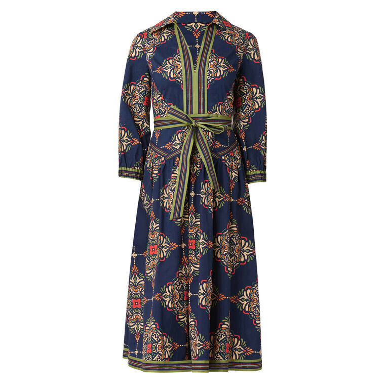 Lola Balloon Sleeve Midi Shirt Dress image number null