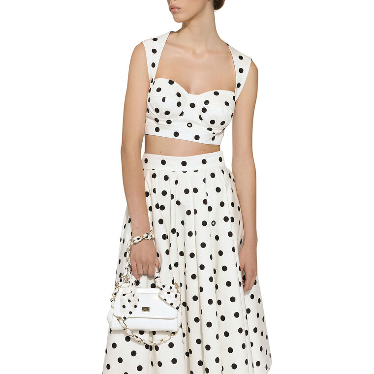 Cotton Polka Dot Corset Crop Top image number null