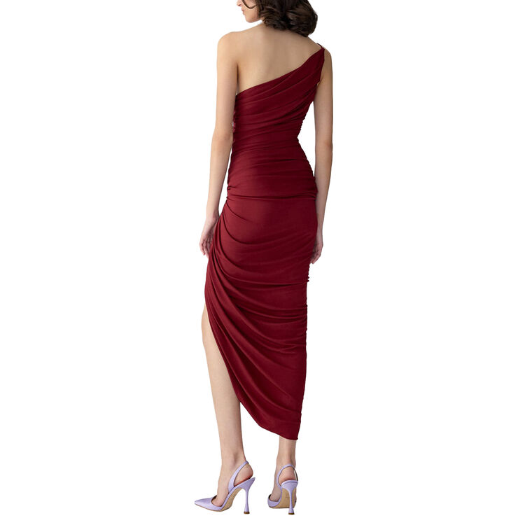 Asymmetric Ruched Midi Dress image number null