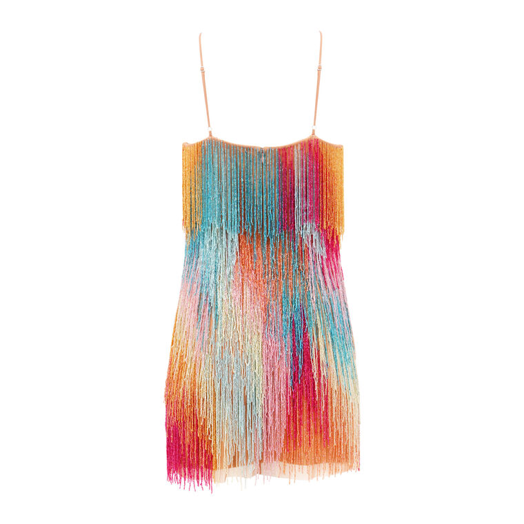 Bead Fringe Halter Mini Dress image number null