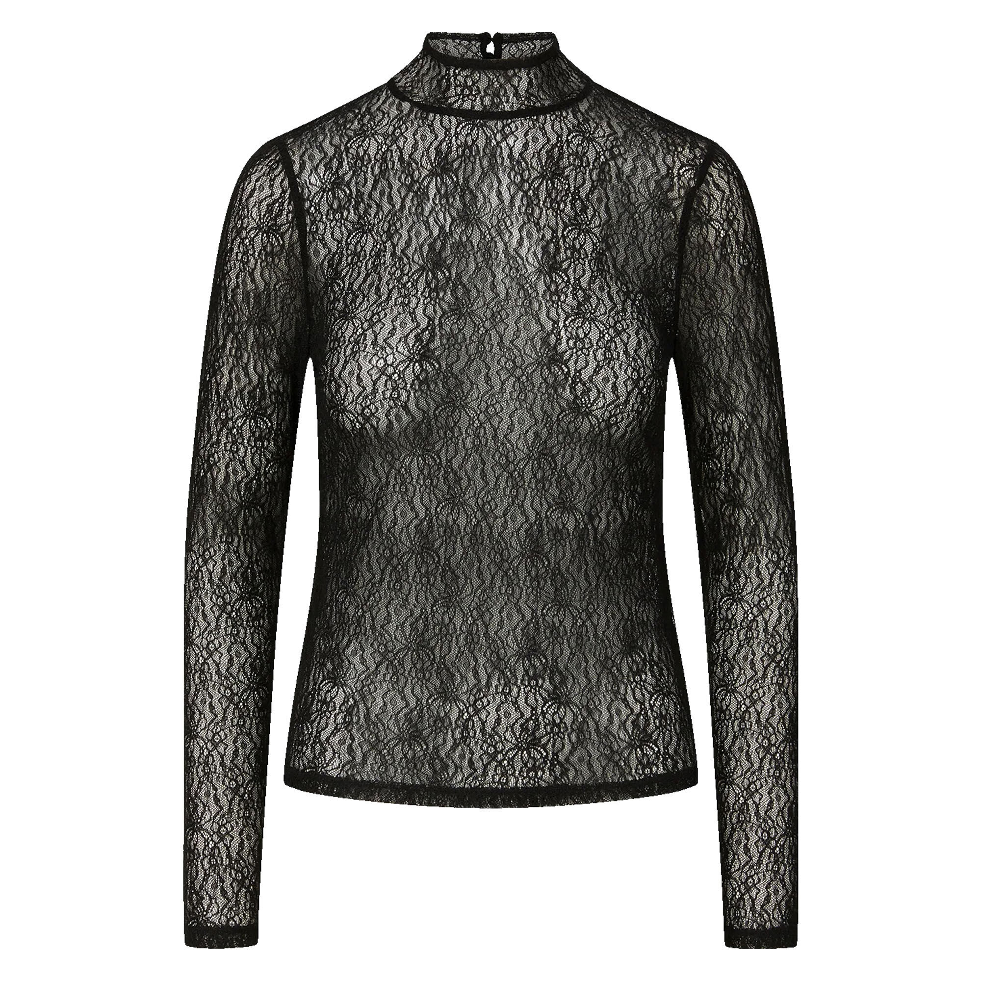 Veronica Beard Nate Lace Long Sleeve Mock-Neck Top | Tootsies