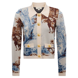 Osiris Jacquard Collared Long Sleeve Cardigan