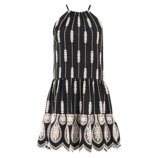 Kaelyn Sleeveless Embroidered High Neck Mini Dress