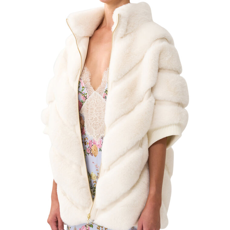 Faux Fur Short Sleeve Slouch Jacket image number null