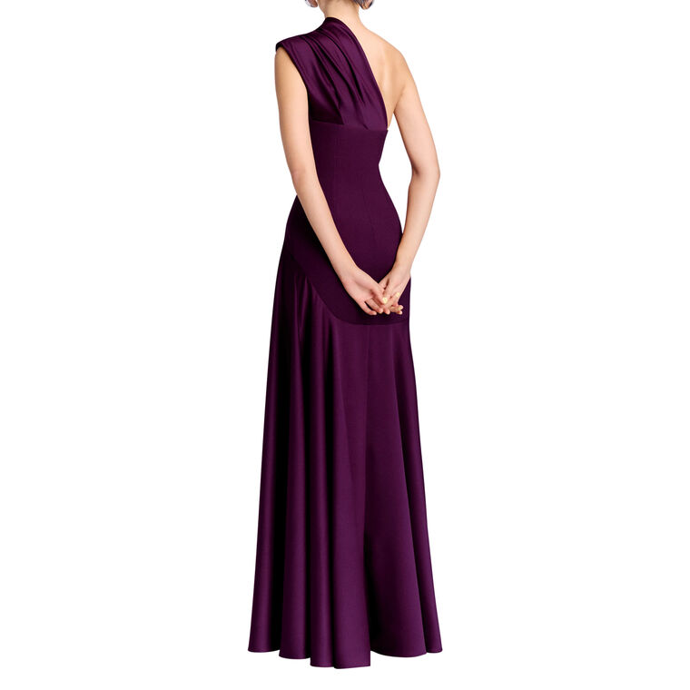 Gabriela One-Shoulder Satin Maxi Dress image number null